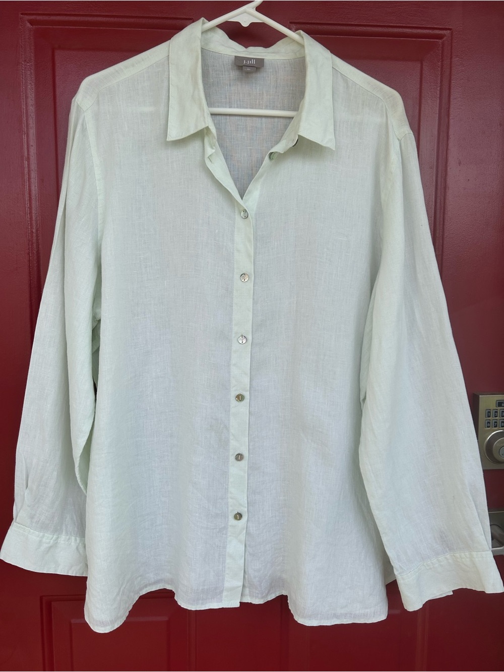 J JILL sXL Linen shirt-Lt celery green